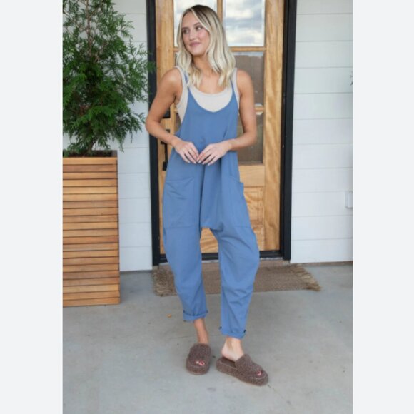 new Free People Hot Shot Onesie Jumpsuit 💙Misty Blue 257 3J2 - Picture 15 of 17